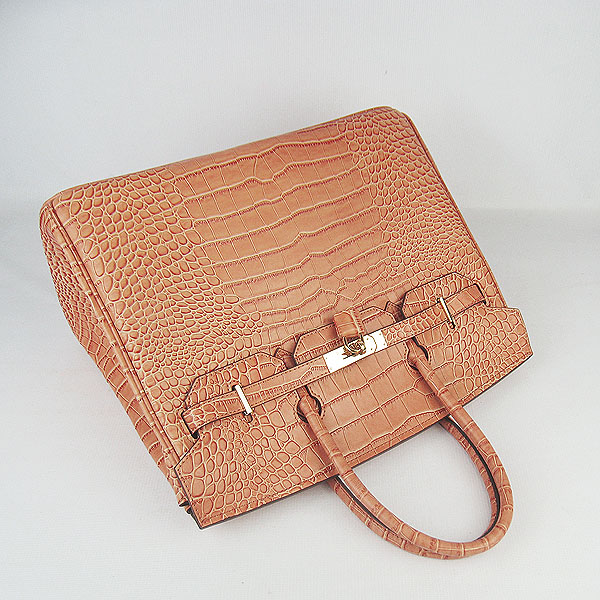 High Quality Fake Hermes Birkin 35CM Crocodile Veins Leather Bag Orange 6089 - Click Image to Close